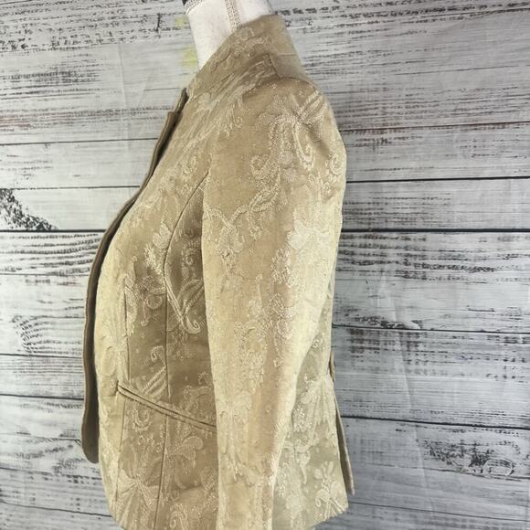 Spiegel Blazer Jacket size 6 Khaki Floral Embossed Flowers Church Career Wedding - Picture 8 of 10